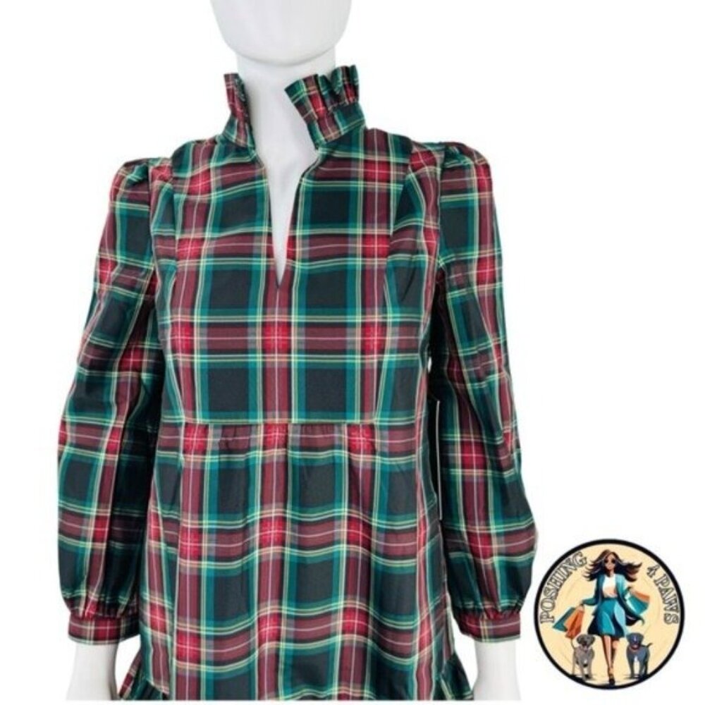 Tuckernuck NEW Palmerston Tartan Plaid Drop Waist Long Sleeve Mini Dress Size S - Picture 9 of 16
